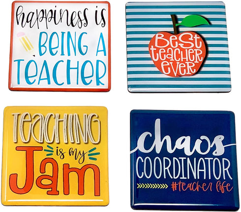 Cute Magnet Gift Sets for Teacher - Refrigerator Magnets - 4 pk Gift Set
