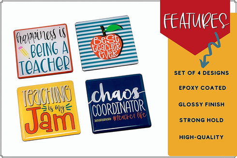 Cute Magnet Gift Sets for Teacher - Refrigerator Magnets - 4 pk Gift Set