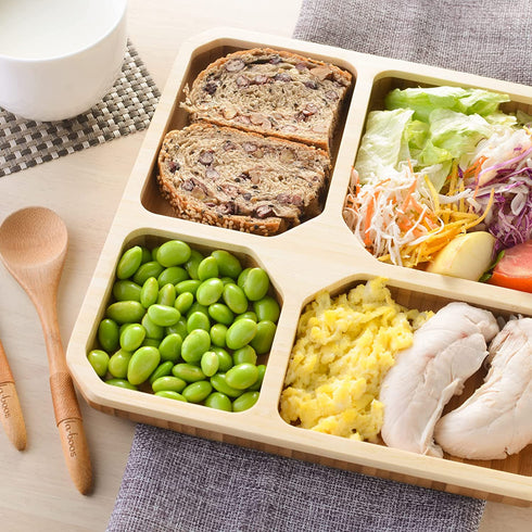 La Boos Square Portion Control Plates (4-Section) - MyPlate Healthy Diet Ratio Control or Weight Loss Aid plate - Made with Bamboo - BPA-Free Lunch Plate or Healthy Eating Plate
