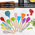 LIANYU 15-Piece Kitchen Silicone Cooking Utensils Set with Holder, Wooden Handle Kitchen Tools Include Spatula Tong Slotted Spoon Turner Whisk Brush, Colorful