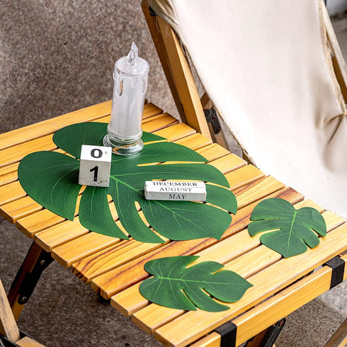 Artificial Tropical Palm Leaves 130Pcs Faux Monstera Leaves Fake Green Leaves Safari Birthday Decorations for Hawaiian Luau Party Decor Jungle Beach Birthday Theme BBQ Party Table Supplies (3 Size)