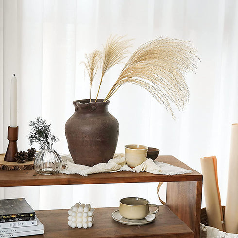 Dried Pampas Grass Decor Vase Home Design Arrangements,Natural Pompous Grass Plants Fluffy Artificial Faux Reed Flower Stems Bunch for Wedding Door Wreath Boho Living Room Decoration (100PCs Reed)