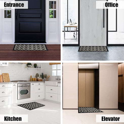 Feivea Indoor Doormat Durable Front Back Door Mat Outdoor Door Rug Resist Dirt Mat for Entryway Kitchen Patio Machine Washable Non Slip Easy Clean Low Pile, 20"x31.5" , Black and White