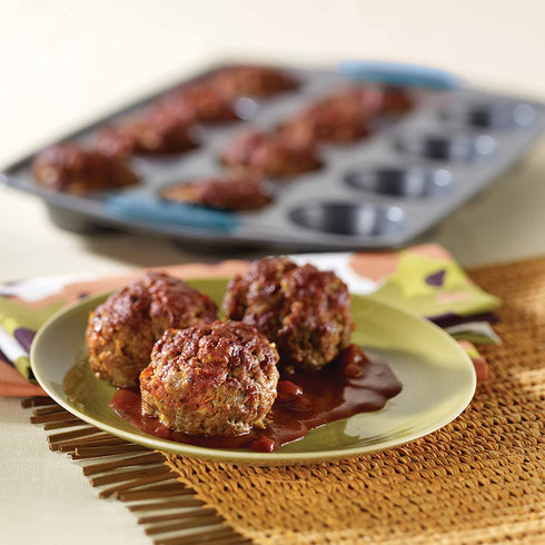 Rachael Ray Yum -o! Nonstick Bakeware 12-Cup Muffin Tin With Grips / Nonstick 12-Cup Cupcake Tin With Grips - 12 Cup, Gray