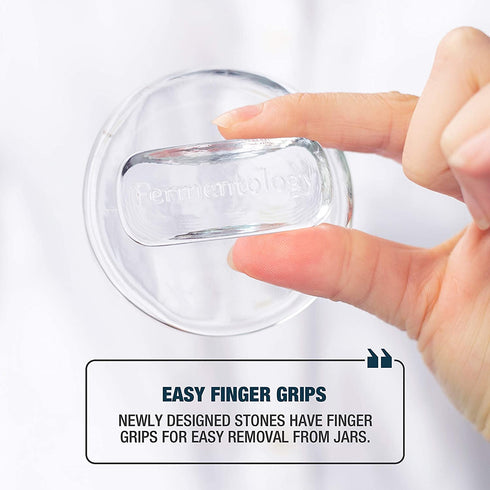 Fermentology Sauer Stone Glass Weights Pickling and Fermenting Weights - Set of 4 - Regular Mouth Mason Jar Fermentation