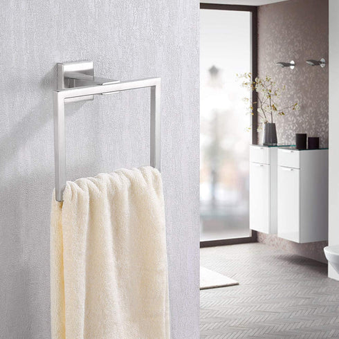 KES Bath Towel Ring Towel Hanger SUS 304 Stainless Steel Bathroom Accessories Contemporary Hotel Square Style Wall Mount, Brushed Finish, A2480-2