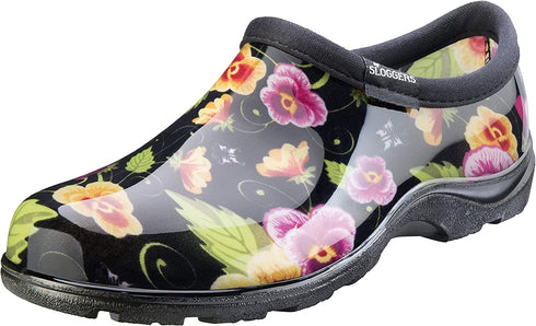 Sloggers Women's Waterproof Rain and Garden Shoe with Comfort Insole, Pansy Black, Size 10, Style 5114BP10