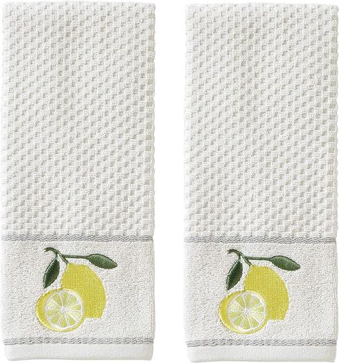 SKL Home Lemon Zest Hand Towel Set, White