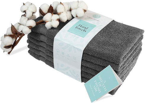 White Classic Luxury Hand Towels | Cotton Hotel spa Bathroom Towel | 16x30 | 6 Pack | 3-Grey /3-White