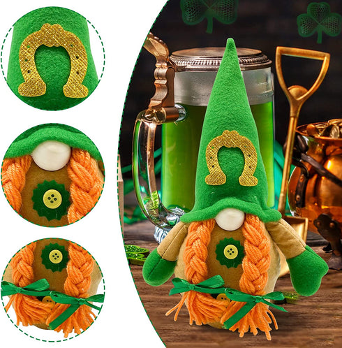 St Patricks Day Decorations Gnome Plush Handmade Faceless St Patricks Day Gnome for Home Table Decor Green Irish Faceless Gnome for St Patricks Day Gifts