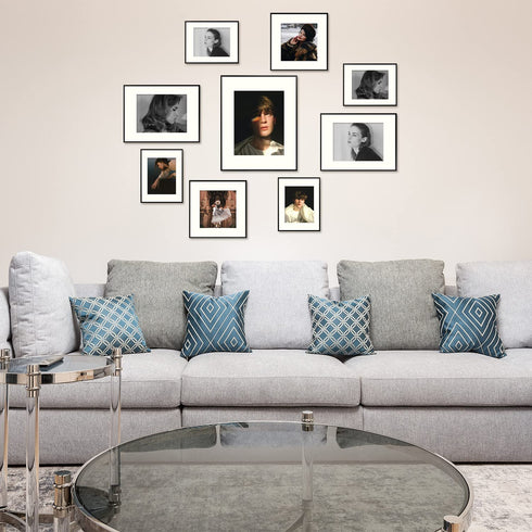 Golden State Art, 12x12 Aluminum Photo Frame with Ivory Mat for 8x8 Pictures - Sawtooth Hangers, Spring Clips - Wall Mounting - Real Glass - Metal Frame (Black, 1-Pack)