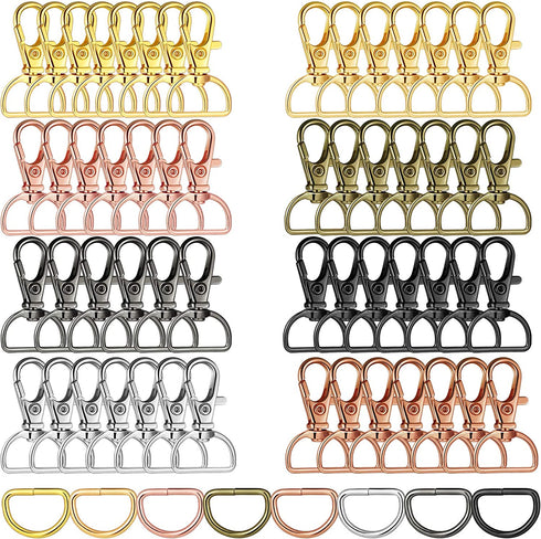 100 Pieces Swivel Clasps Snap Hooks and D Rings Keychain Clip Hook Lobster Claw Clasp for Keychain Making and Sewing Project (20 mm Outside Width) (24 mm Outside Width)