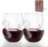 Stemless Wine Glasses Set of 2 | 12 Oz Wine Glass with Finger Indentations | Wine Cups Thumb Notch for Beverage, Cocktail, Milk, Red White Wine in Pool,Beach Party | Hand Blown Crystal