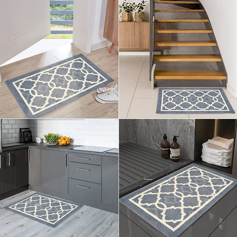 Ymonlia Indoor Door Mat,32" x20Front/Back/Outdoor Mat Rubber Backing,Non-Slip Absorbent Entryway Resist Dirt Rug,Machine Washable Floor Doormats for Home,Entrance,Kitchen