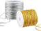 2 Rolls Metallic Elastic Cords Stretch Cord Ribbon Metallic Tinsel Cord Rope for Craft Making Gift Wrapping, 1 mm 55 Yards (Gold and Silver)