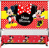 Mickey Minnie Mouse Themed Backdrop and Tablecloth Party Supplies Disney Cartoon Colorful Dots Photography Background Happy Birthday Banner Decorations