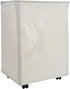 Mind Reader 65 Liter Rolling Hamper Fabric Basket, Dirty Clothes Storage, Bathroom, Bedroom, Closet, Laundry Room, Beige