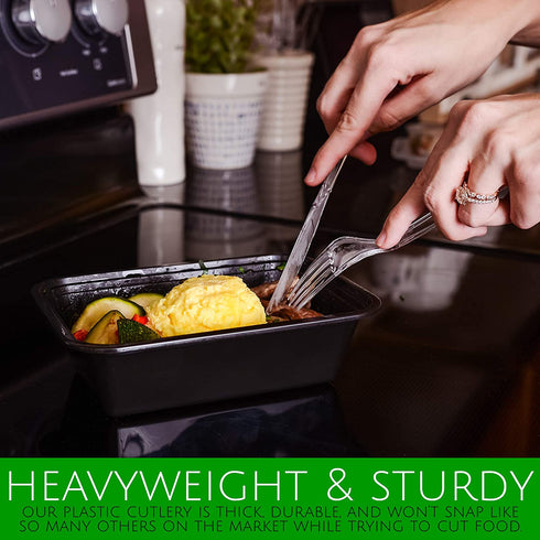 Plasticpro Disposable Clear Plastic Knives Heavyweight Box of 200 Count