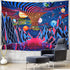 Trippy Mountain and Planet Tapestry Hippie Tornado Waves Tapestry Retro Abstract Space Landscape Tapestry Psychedelic Galaxy Stars Tapestry Wall Hanging for Room