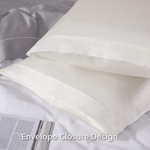 Bedsure 100% Mulberry Silk Pillowcase - Gift for Women and Men, 22 Momme Silk Pillowcase for Hair and Skin Health paired with Sleep Eye Mask (Queen 20"x30", Cream White)