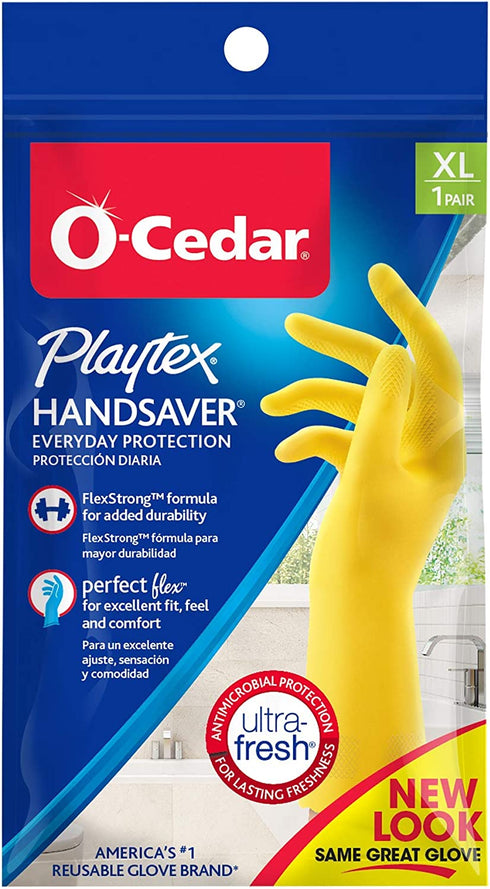 Playtex HandSaver Reuseable Rubber Cleaning Gloves (X-Large, 6 Pairs), Everyday Protection Reusable Household Gloves