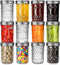 Mason Jars 8 OZ 12 Pack, AIVIKI Regular Mouth Glass Canning Jars with Silver Metal Airtight Lids and Bands for Jam, Honey, Wedding Favors, Shower Favors, Food Storage, Overnight Oats, Dry Food, Meal Prep, 12 Whiteboard Labels
