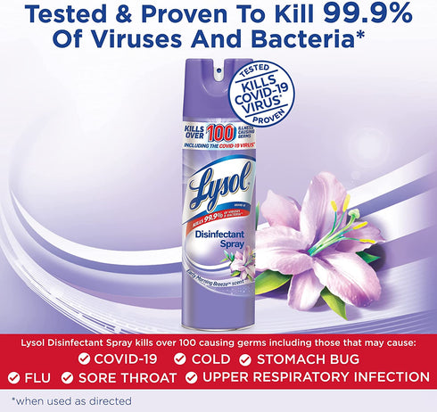 Lysol Disinfectant Spray, Sanitizing and Antibacterial Spray, For Disinfecting and Deodorizing, Early Morning Breeze, 2 Count, 19 fl oz each