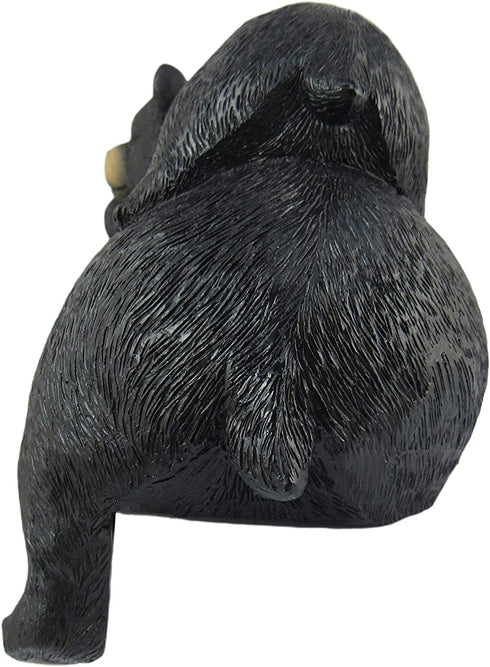 DWK Black Bear Shelf Sitting Figurine | Bear Cabin Accessories Decorations for Shelves | Cute Bear Figurines | Nursery and Office Shelf Decorations - 6"