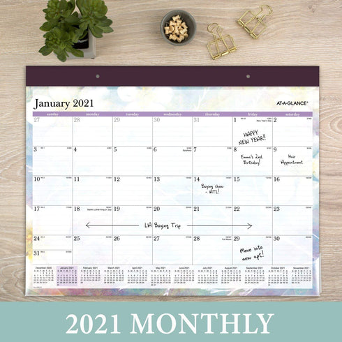 2021 Desk Calendar by AT-A-GLANCE, Monthly Desk Pad, 21-3/4" x 17", Standard, Dreams (SK83-704-21)