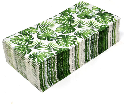 100 Tropical Palm Leaf Guest Napkins 3 Ply Disposable Paper Hawaiian Luau Green Leaves Dinner Hand Napkin for Bathroom Powder Room Wedding Holiday Jungle Birthday Party Baby Shower Decorative Towel