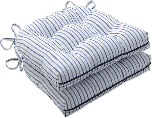 Pillow Perfect Outdoor/Indoor Austin Nash Lapis Chair Pads, 15.5" x 16", Blue 2 Count