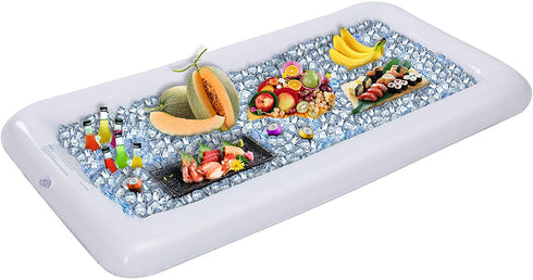 Inflatable Serving Bars with Drain Plug (3 Sets), Inflatable Cooler Ice Buffet Salad Serving Trays for Indoor Outdoor Summer Beach Luau Party, Picnic, and Pool Party