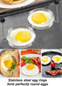 Home-X - Bacon and Eggs Cookware Set Includes Two Stainless Steel Egg Rings and Clear Tempered Glass Bacon Press