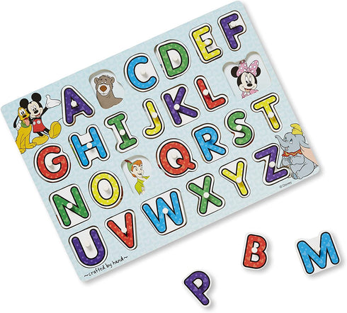 Melissa & Doug Disney Classics Alphabet Wooden Peg Puzzle (26 pcs)