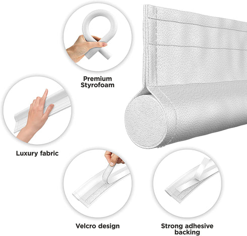McDILS Under Door Draft Blocker White - Door Draft Stopper 32 to 38 inches - Weatherproofing Door Seal Strip - Draft Stopper for Bottom of Door - Noice Reduction Sound Proof Door Draft Blocker White