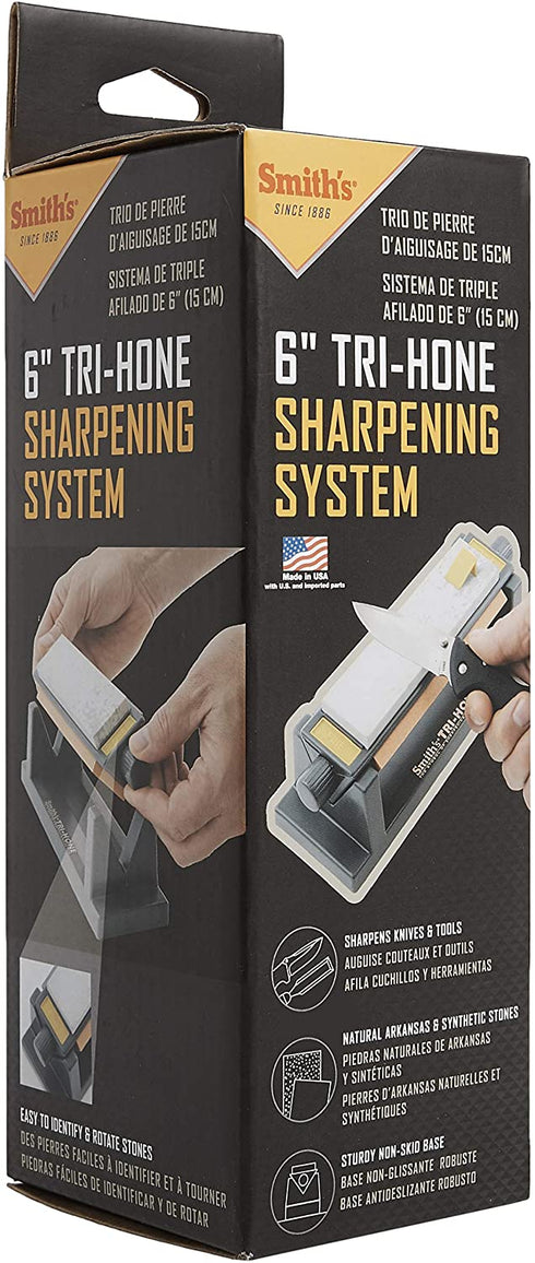 Smith's - TRI6 TRI-6 Arkansas TRI-HONE Sharpening Stones System Gray