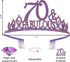 70th Birthday Gifts for Women,70th Birthday Tiara and Sash Purple,70th Birthday Decorations Party Supplies,70& Fabulous Birthday Satin Sash Crystal Tiara Birthday Crown for 70th Birthday Party Decor