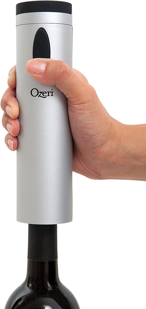 Ozeri Fascina Electric Wine Bottle Opener and Corkscrew, Silver