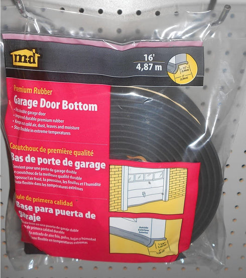 M-D Building Products, Black 3749 Garage Door Bottom Rubber, 16 Feet