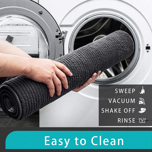 GKLUCKIN Ultra Absorbent Indoor Doormats, Durable Dark Grey 20"x32" Entryway Rug Non-Slip Rubber Bottom 0.4" Low Profile Mats for Front Door Bathroom Kitchen Laundry Room Entry Decor