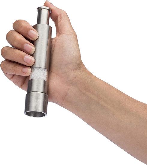 Grind Gourmet Original Pump & Grind Cooking Gadgets, Salt and Pepper Grinder Set or Singles, Buy 1, Buy 2 or More, Solid Stainless, Red or Black.