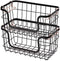 Amazon Basics Stackable Metal Wire Storage Basket Set for Kitchen or Bathroom - Black/Rose Gold