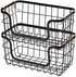 Amazon Basics Stackable Metal Wire Storage Basket Set for Kitchen or Bathroom - Black/Rose Gold