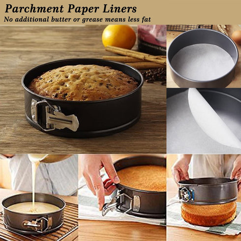 Springform Pan set?Nonstick Leakproof 3pcs(4"/7"/9") Cake Pan Bakeware Cheesecake Pan with 50 Pcs Parchment Paper Liners by MASSUGAR (3)