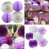 Birthday Party Decorations for Women Purple Silver Happy Birthday Banner Purple Silver Latex Balloons Polka Dot Paper Fans/Girl Purple Birthday Decorations for Women 30th/40th/50th/60th Purple Birthday Party Decorations