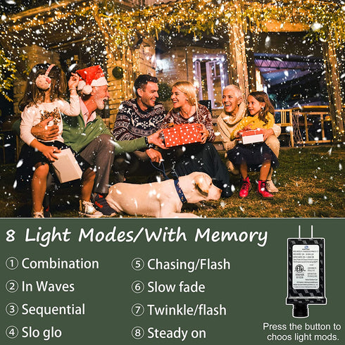 Christmas Lights Outdoor Decorations Iciclelights 39ft 450 LED Dripping Twinkle Ice String Light, 8 Modes Plug in Waterproof Fairy Curtain Lights for House Holiday Patio Yard Party Decor(Warm White)