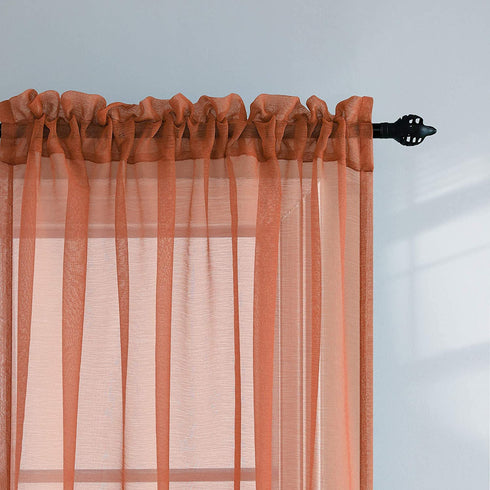 Terracotta Curtains 84 Inch Length for Living Room 2 Panel Sets Rod Pocket Sheer Curtains for Living Room Rust Burnt Orange Red