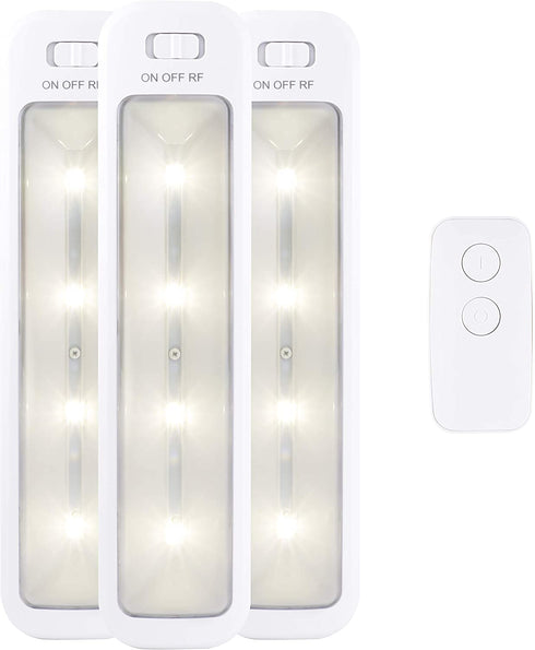 GE Wireless Under Cabinet Light, 3 Pack, White, Remote Controlled, Battery Operated, 10 Inch, 70 Lumens, Manual, ON/OFF, Perfect for Under Cabinets, Pantry, Closet and More, 38558