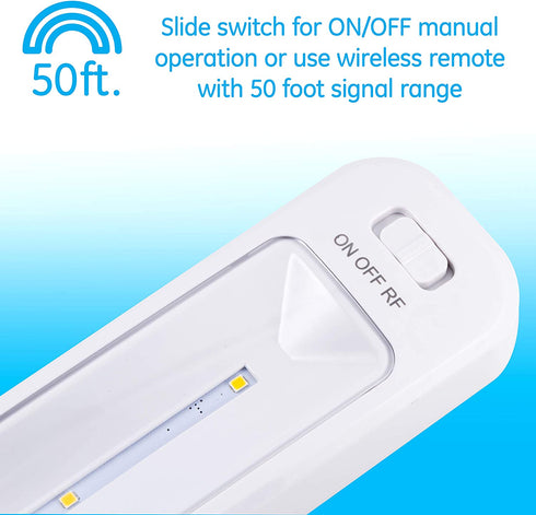 GE Wireless Under Cabinet Light, 3 Pack, White, Remote Controlled, Battery Operated, 10 Inch, 70 Lumens, Manual, ON/OFF, Perfect for Under Cabinets, Pantry, Closet and More, 38558