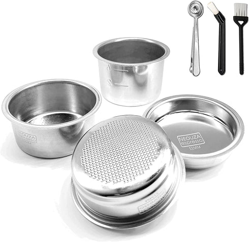 51mm Stainless Steel Filter Basket 1/2/4 Cup for Espresso Bottomless Portafilter,compatible with Delonghi,Breville 51mm Coffee Machine.Gift: Blind Filter and Scoop Clip.